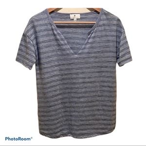 Blue & Grey Stripped T-Shirt V-Neck from Socialite